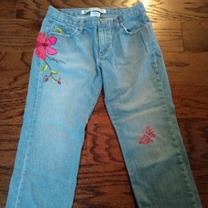 Embroidered Crop Jeans